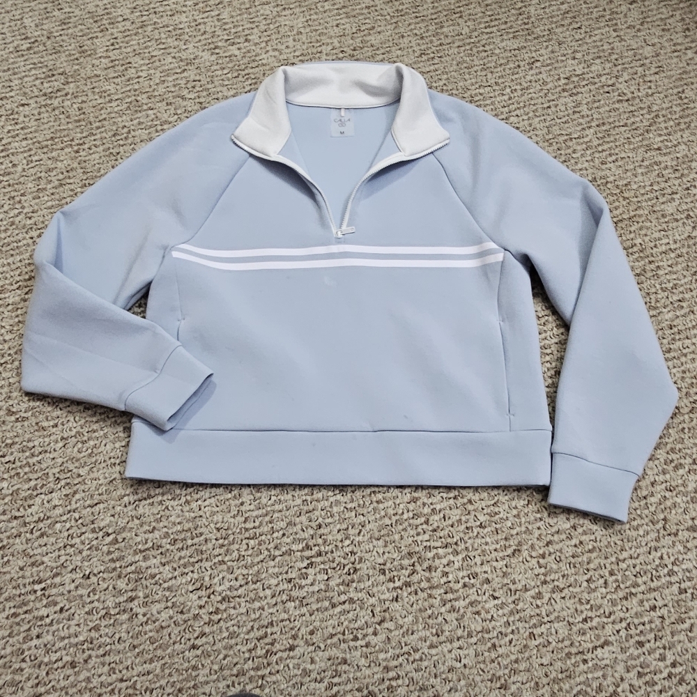 CALIA by Carrie Underwood Light Blue Quarter-Zip Pullover with White Trim
